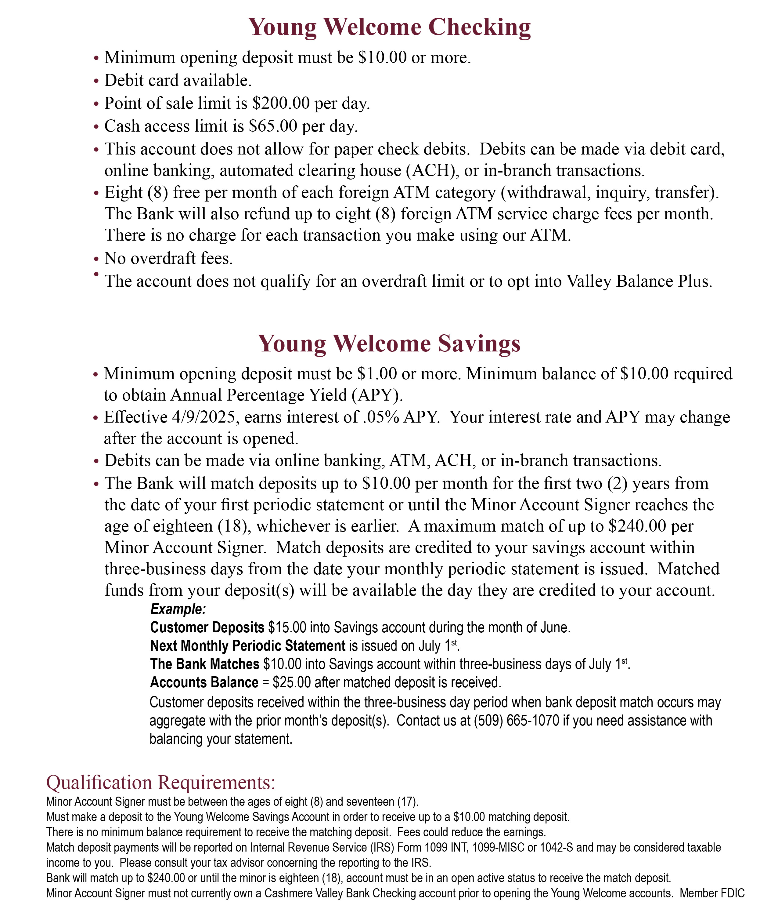 Contact us to open a youth account.